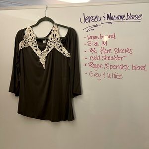 Very comfortable blouse. Cold shoulder with embroidered detail